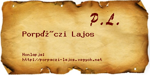Porpáczi Lajos névjegykártya